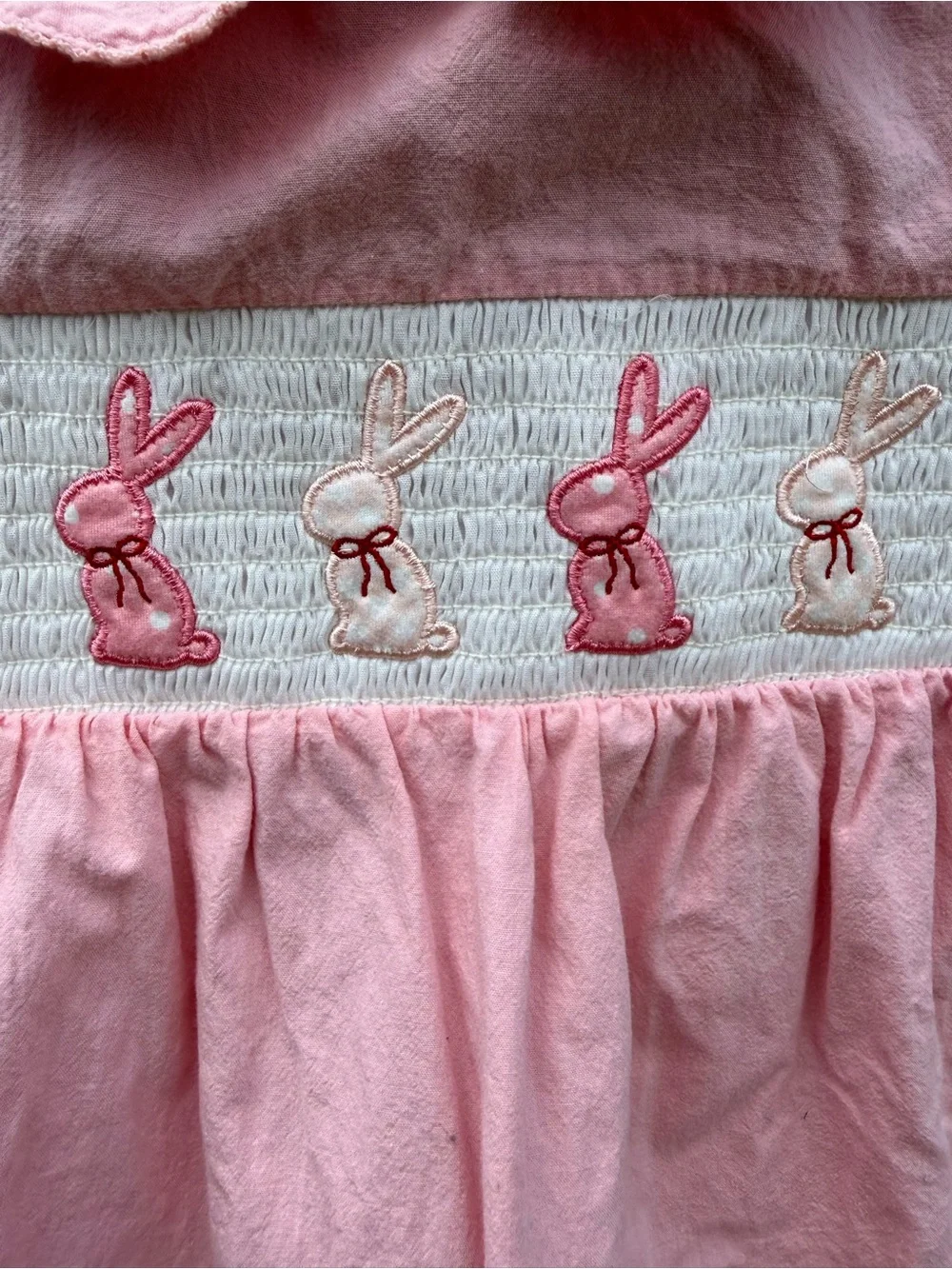 Marie Nicole Easter Smocked Dress Pink Bunny Rabbit Toddler Size Large 4T Spring